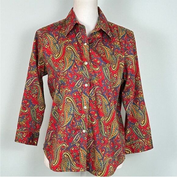 EUC Lauren Ralph Lauren PaisleyTop (size 1X) - Picture 4 of 9
